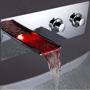Rolya In Wall Mount Waterfall LED Basin Faucet