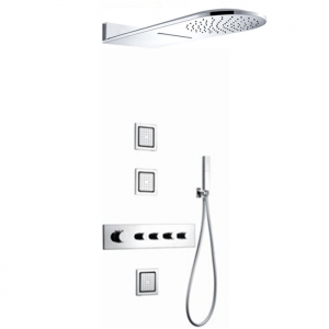Rolya Thermostatic Bathroom Shower Faucet Large Atomizing And Rainfall Bath Shower Head And Spa Massage Spray Jets