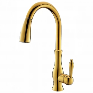 Luxurious Gold Pull-Out Sprayer Kitchen Faucet