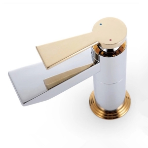 Chrome & Golden Single Handle Wash Basin Faucet