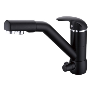 Rolya Reverse Osmosis Tri Flow Kitchen Faucets Black Painted 3 Way Water Filter Tap