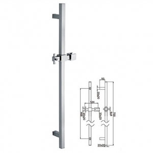 Rolya Square Style Brass Construction Chrome Shower Sliding Bar
