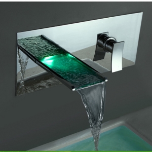 Rolya Wall Mounted LED Waterfall Basin Faucet