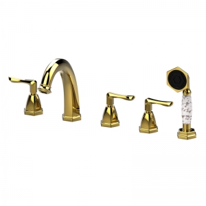 Rolya New Arrival Patent Design Luxurious Dimond Shape 5Pcs Deck Mounted Bathtub Faucet