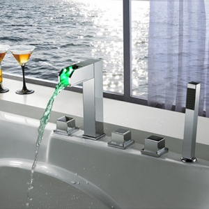 Rolya No need Battery Unique waterfall LED bathtub faucet