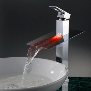 Rolya Single Handle Chrome FInish Waterfall LED Vessel Faucets