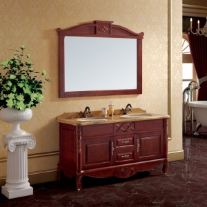 Antique Marble Top Bathroom Cabinet Vanity with Double Sink