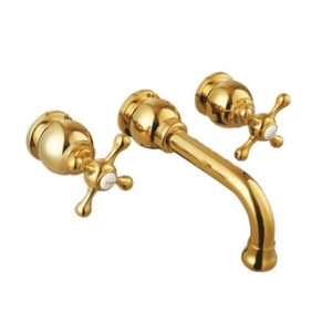Garonne Series Golden 3-holes Wall Mounted Basin Faucets