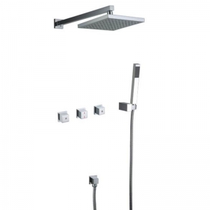 Rolya Wall Mounting Three Handles Bathroom Shower Faucet with Hand shower