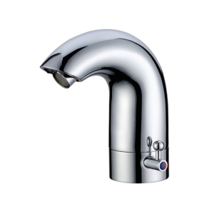  Deck Mount Touch Free Automatic Sensor Sink Faucet with Temperature Control Handle Chrome