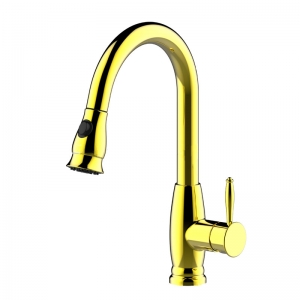 Lead Free SUS 304 Stainless Steel Gold Pull Out Sprayer Kitchen Faucet Sink Mixer Taps