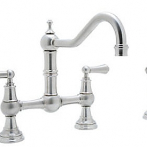 Perrin and Rowe Bridge Kitchen Faucet with Side Spray and Metal Lever Handles