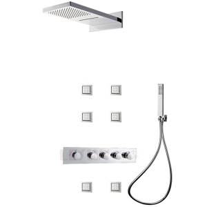 Luxurious European Style 38 degrees celsius Thermostatic Concealed Waterfall Rain Shower Faucet Inwall Rain Shower