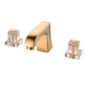 Rolya Crystal Handles Golden Widespread Basin Faucets
