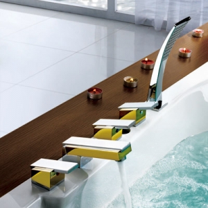 Rolya Luxurious 5pcs Tub Filler Tub Faucet Bath Taps 