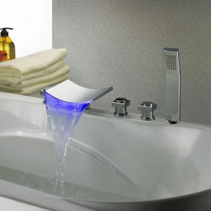Rolya No Need Battery Water powered LED waterfall Tub Faucet Mixer Taps