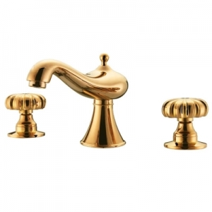 Rolya Two Handles Golden Widespread Bathroom Faucet Mixer Taps