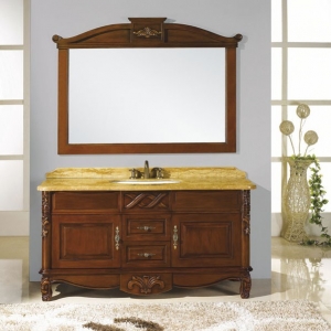 Antique Bathroom Cabinet Vanity with Marble Top and one Sink