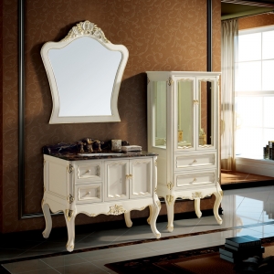 Antique White Bathroom Furniture with Side Cabinet