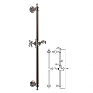Rolya Nickle Brushed Sliding Bar Shower Rail 