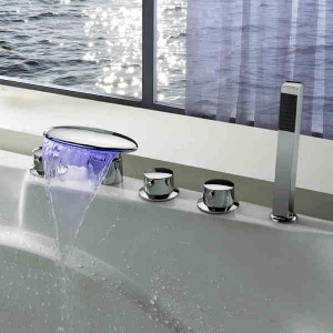 Rolya Oval Shape LED Waterfall 5pcs Bath taps