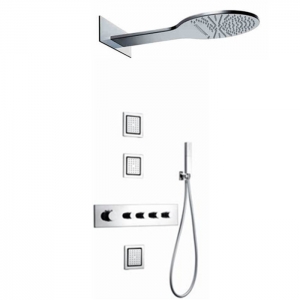 Rolya Waterfall & Rainfall Thermostatic Bathroom Shower Set with Body Massage Spray Jets