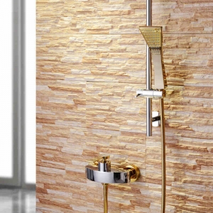 Rolya 2015 New Arrival Wall Mounted Golden Shower Mixer Faucet Tap 