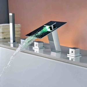 Rolya five piece led waterfall tub faucet