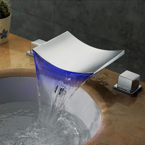 Rolya LED waterfall Widespread Bathroom Faucet