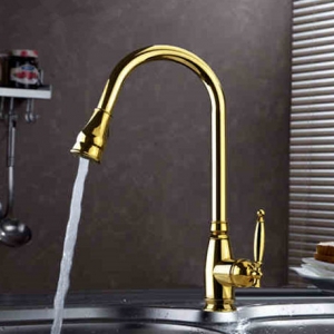 Rolya Luxurious Gold Kitchen Faucet Pull Out Sink Mixer Tap