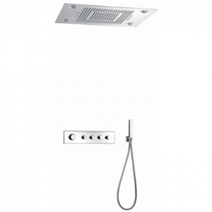 Rolya Luxurious Large SUS Ceiling Mounted Rainfall Thermostatic Shower set