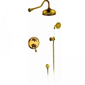 Dnepr Series Gold Wall Mounted Bath Faucets with Handheld Shower