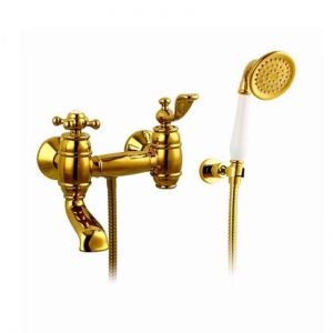 Dnepr Series Gold Wall Mounted Bath Faucets with Handheld Shower