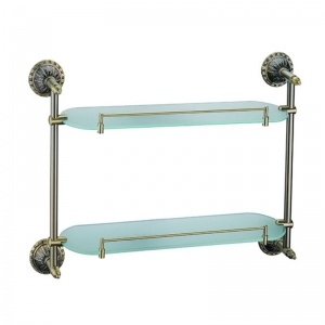 Roman Series Bronze Double Glass Bathroom Shelves