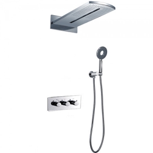 New Arrival Luxurious Solid Brass Waterfall Thermostatic Bathroom Shower Set