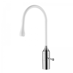 Luxury Patent Design Unique Shape White&Chrome Swan Neck Kitchen Faucets