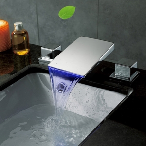 Rolya LED Widespread Waterfall Faucet