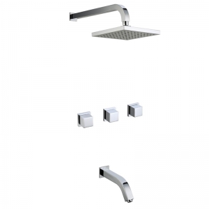  Rolya Wall Mount Two Handles Contemporary Chrome Finish Bathroom Shower Set