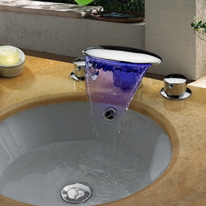 Rolya Oval Waterfall LED Widespread Basin Faucet