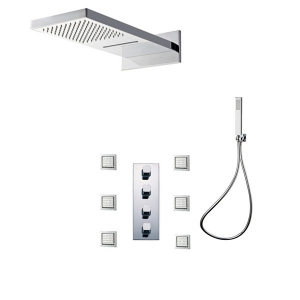 Rolya Slimline 2 Function Fixed Rain & Waterfall Shower Head Bathroom Shower Set