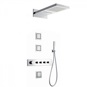 Rolya Luxurious Large Concealed Waterfall Thermostatic Shower Set in Chrome