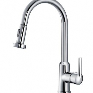 Rolya Single Handle Chrome Pull-Out Kitchen Faucet
