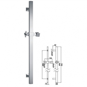 Rolya Square Shape Bathroom Slide Bar Hand Held Shower Bracket Holder Chrome Plated Head Holder 