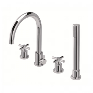 Rolya 4-Holes Bathtub Faucet Classic Shower Mixer Taps with Handshower Set