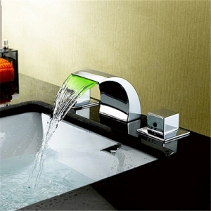 Rolya Waterfall LED widespread basin faucet