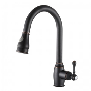Rolya Oil Rubbed Bronze & Nickle Brushed Pull Out Kitchen Faucet Sink Mixer Tap