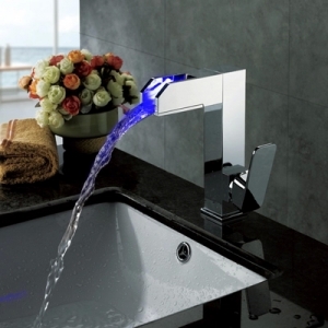 Rolya Square waterfall led wash basin faucets