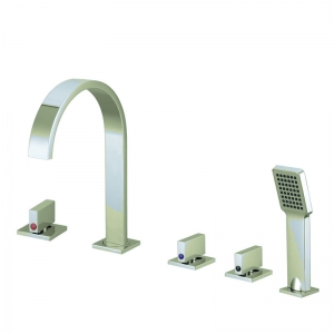 Solid Brass Chrome Finish 5pcs Bathtub Faucet Mixer Taps Deck Mounted 5 holes Bath Shower Mixer Taps 