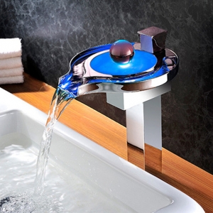 Rolya Luxurious Round Waterfall LED Faucet Bathroom 