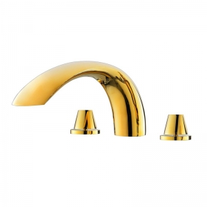 Rolya New Brand Deck Mounted Golden 3 Holes Bathtub Faucet